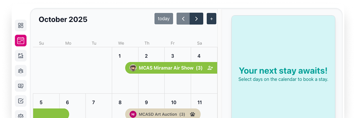 A portion of the Joynt calendar interface showing some bookings